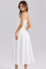 Clarabelle Rose Print Cotton Detachable Corset Midi Sundress