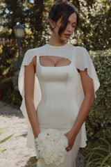 Alena Ivory Asymmetric Draped Pure Silk Shawl