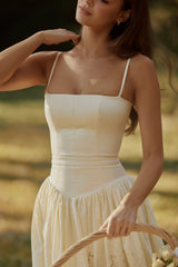 Ysabella Lemon Custom Lace + Broderie Anglaise Midi Sundress
