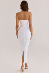 The Sweetheart True White Strapless V Waist Bandage Maxi Dress