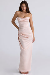 Adrienne Champagne Satin Strapless Gown