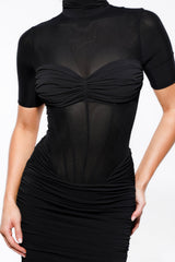 Sorrel Black Semi Sheer Midi Dress