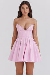 Mar Cotton Candy Twill Strapless Mini Dress