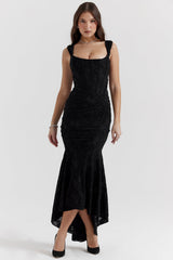 Cesca Black Floral Maxi Dress
