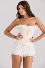 Idella Cream Satin Lace Trim Corset Top