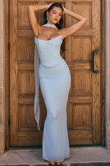 Cassidy Bluebell Fluted Hem Maxi Skirt